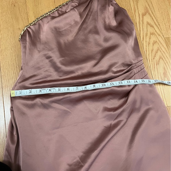 Reiss Adaline One Shoulder Drape Satin Dress With Chain - Picture 14 of 16